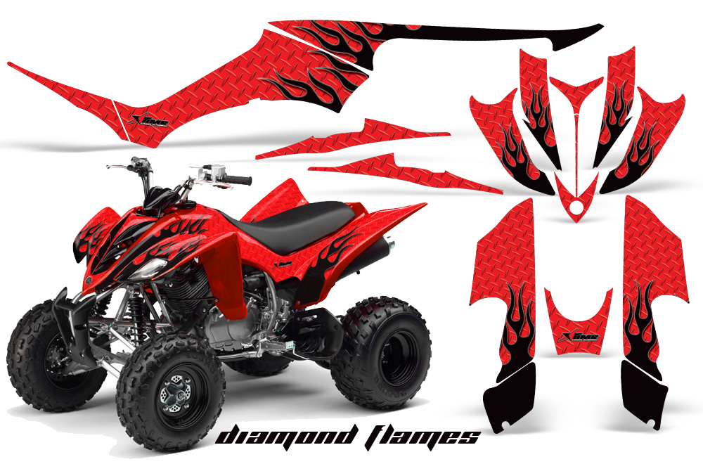 Yamaha Raptor 350 Graphics DiamondFlames Red